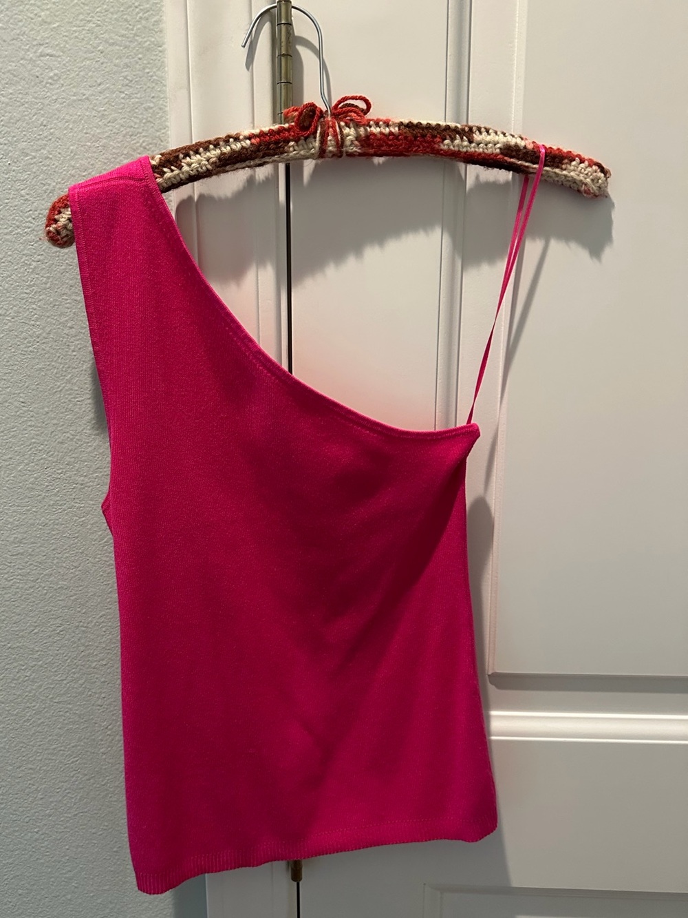 Anthropologie One-Shoulder Fuchsia Tank Top
